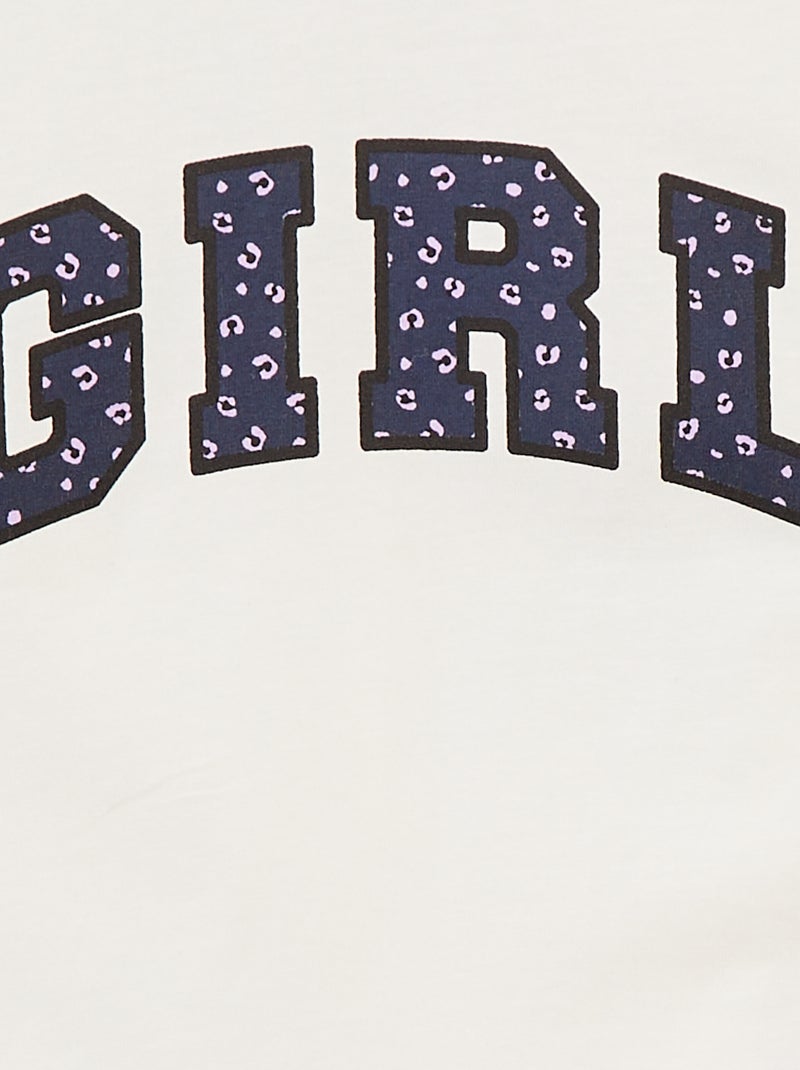 T-shirt cropped estilo campus Branco - Kiabi