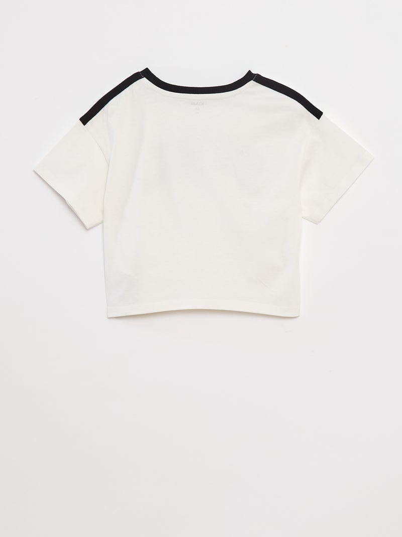 T-shirt cropped estilo campus Branco - Kiabi