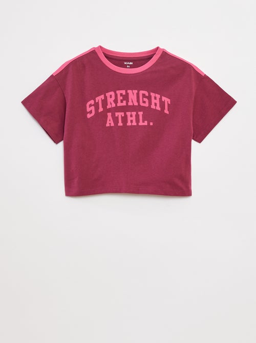 T-shirt cropped estilo campus - Kiabi