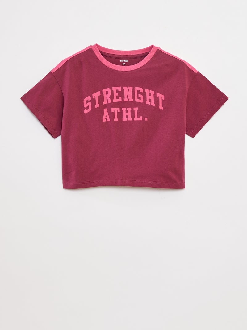 T-shirt cropped estilo campus Vermelho - Kiabi