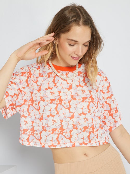 T-shirt cropped estilo 'Hawaï' - Kiabi