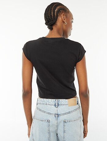 T-shirt cropped fit de manga curta estampada 'Nirvana'