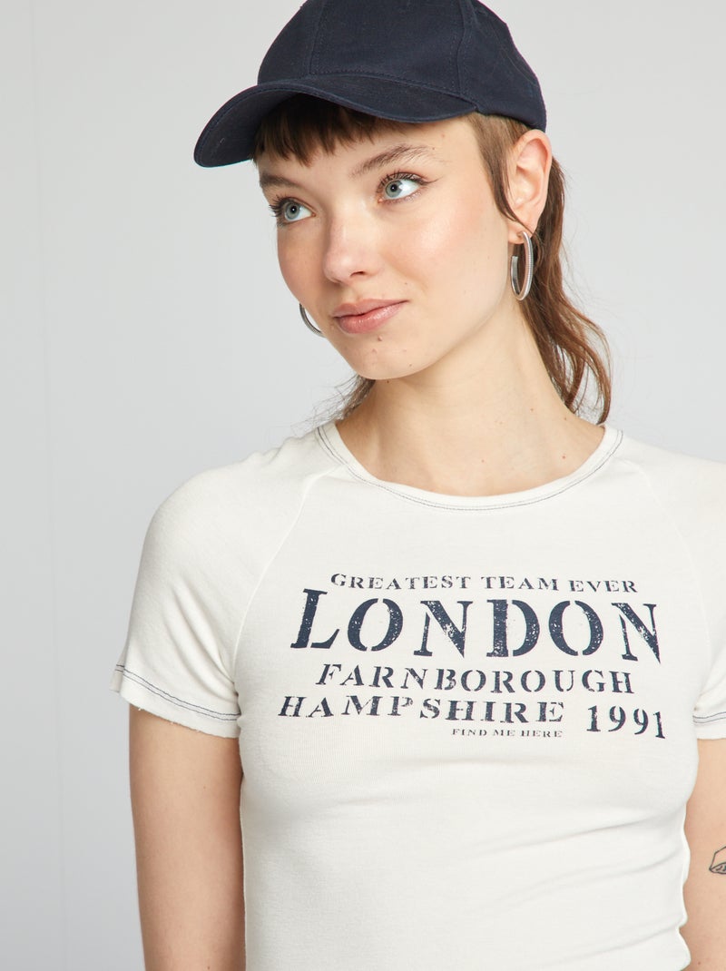 T-shirt cropped 'Londres' CAQUI - Kiabi