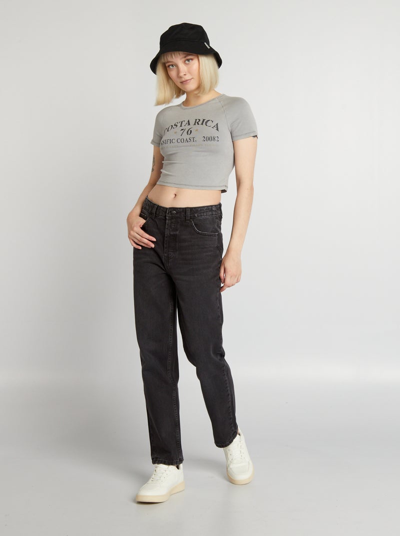 T-shirt cropped 'Londres' CINZA - Kiabi