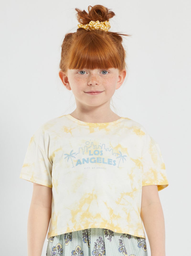T-shirt cropped 'Los Angeles' AMARELO - Kiabi