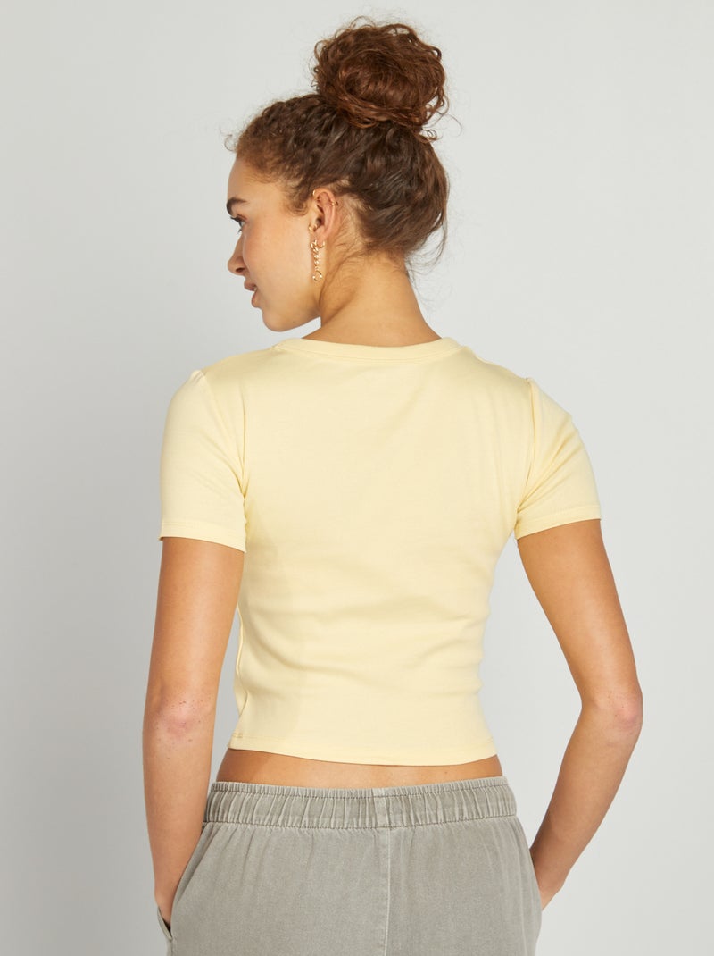 T-shirt cropped manga curta AMARELO - Kiabi