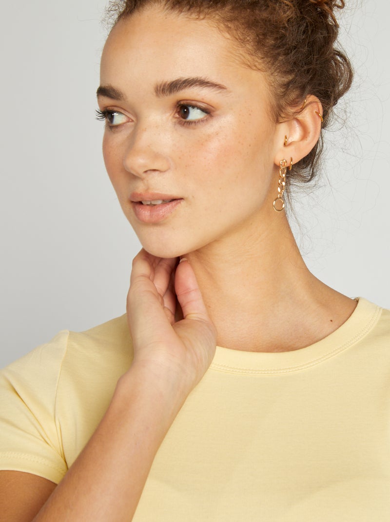 T-shirt cropped manga curta AMARELO - Kiabi