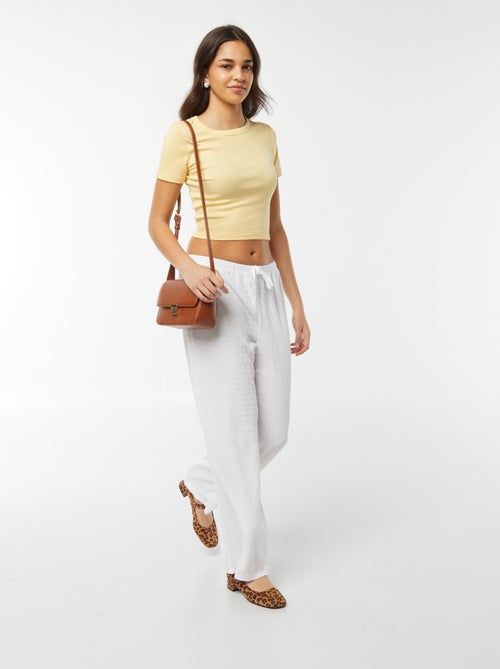 T-shirt cropped manga curta - Kiabi