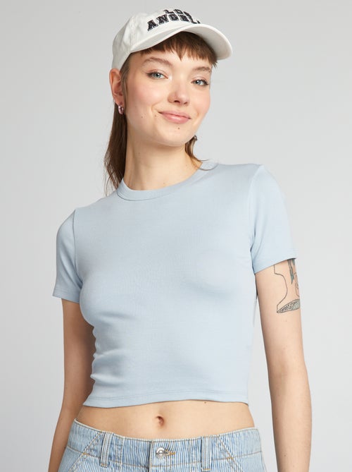 T-shirt cropped manga curta - Kiabi