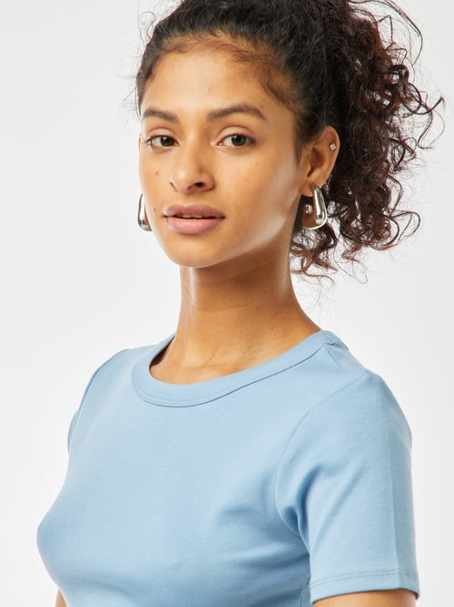 T-shirt cropped manga curta - Kiabi