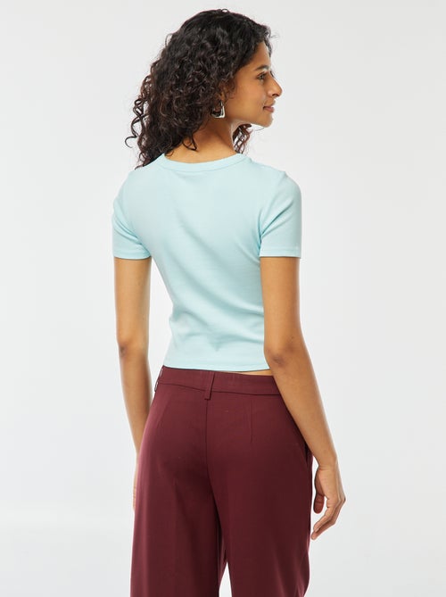 T-shirt cropped manga curta - Kiabi