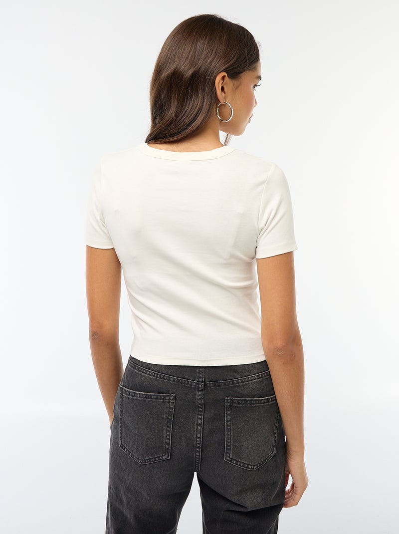T-shirt cropped manga curta Branco - Kiabi