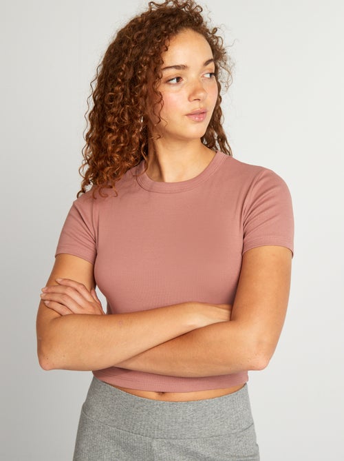 T-shirt cropped manga curta - Kiabi