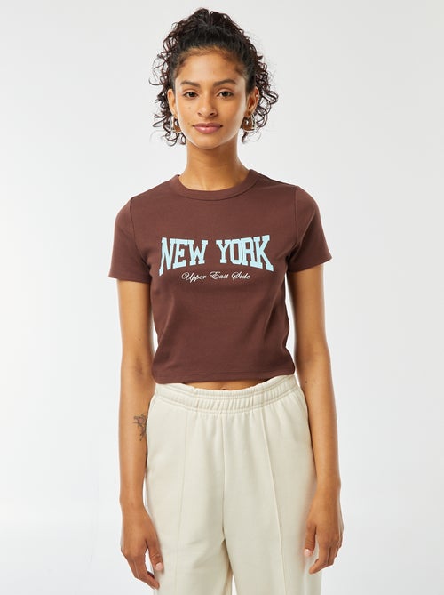 T-shirt cropped manga curta - Kiabi