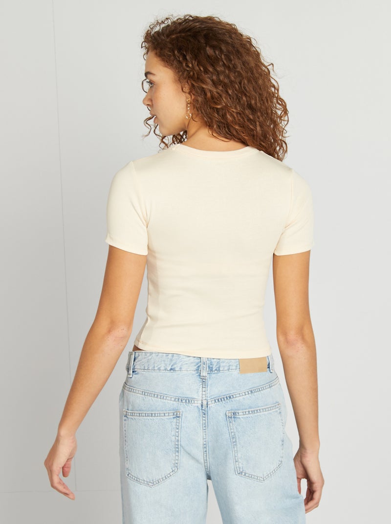 T-shirt cropped manga curta CINZA - Kiabi