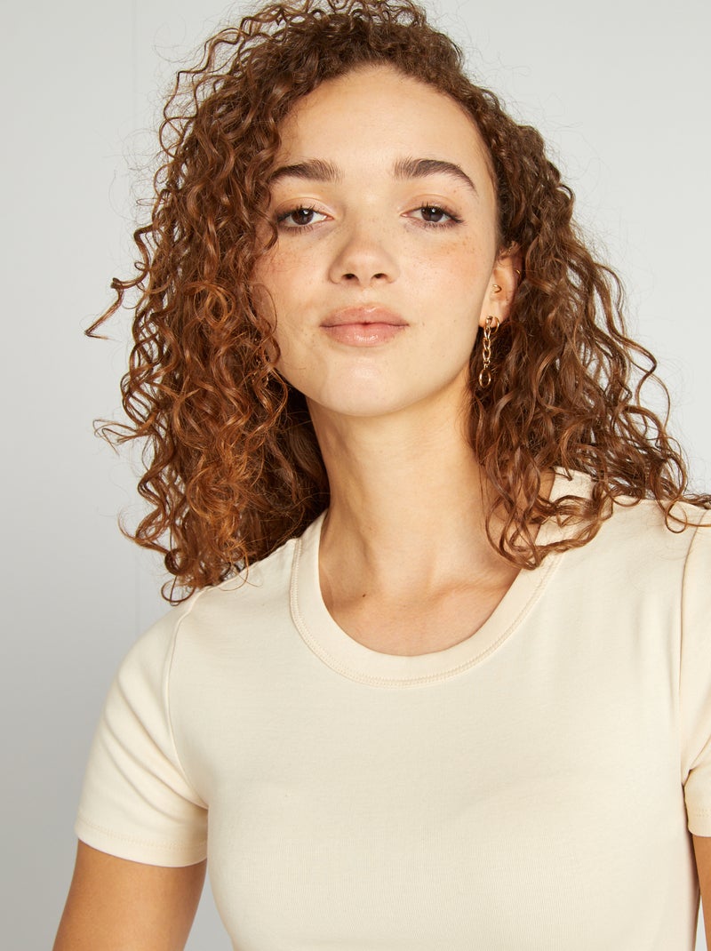 T-shirt cropped manga curta CINZA - Kiabi