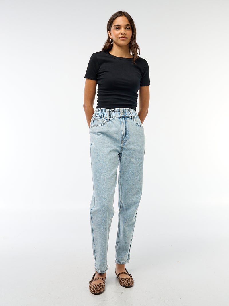 T-shirt cropped manga curta Preto - Kiabi