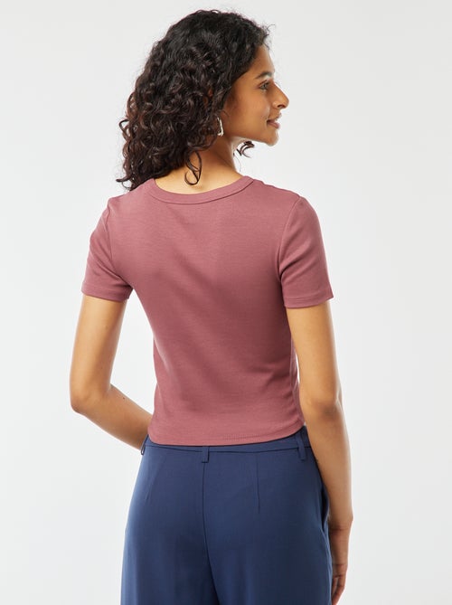 T-shirt cropped manga curta - Kiabi