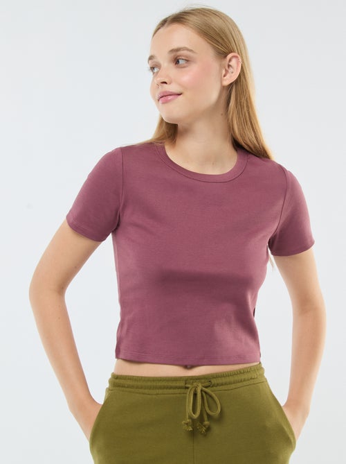 T-shirt cropped manga curta - Kiabi