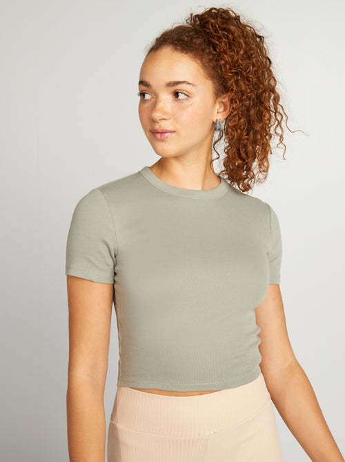 T-shirt cropped manga curta - Kiabi