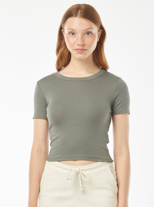 T-shirt cropped manga curta - Kiabi