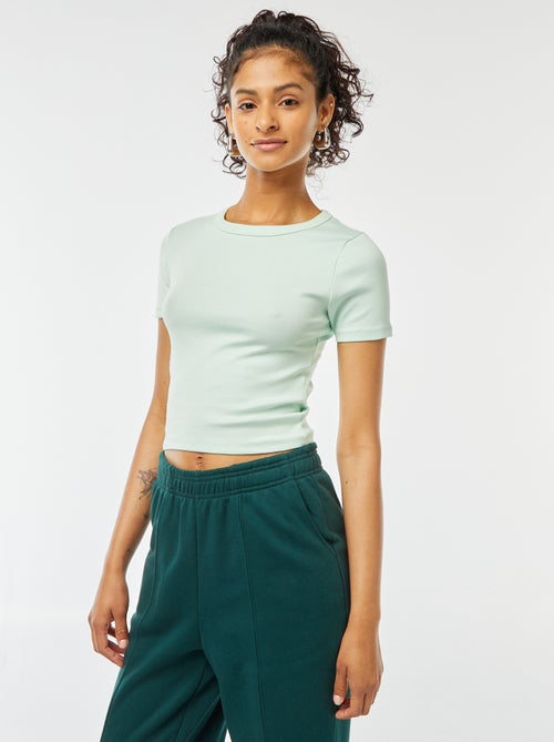 T-shirt cropped manga curta - Kiabi