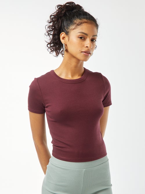 T-shirt cropped manga curta - Kiabi