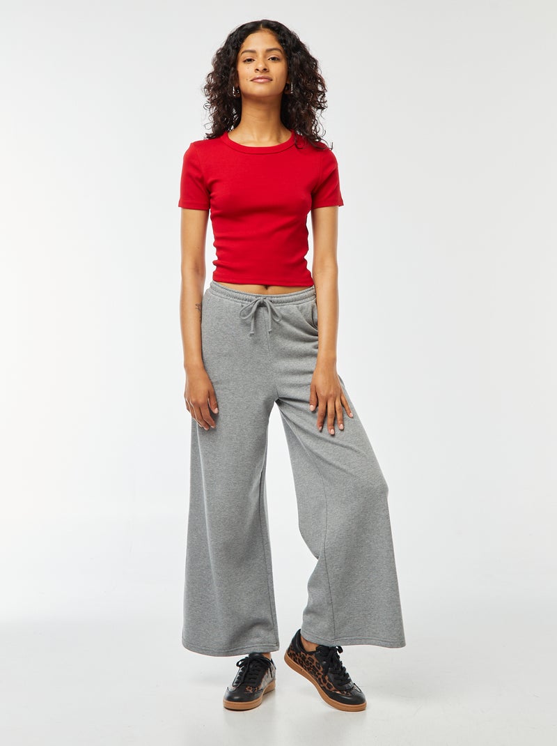T-shirt cropped manga curta Vermelho - Kiabi