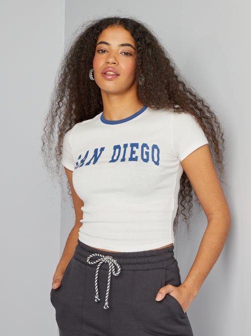 T-shirt cropped 'San Diego' - Kiabi