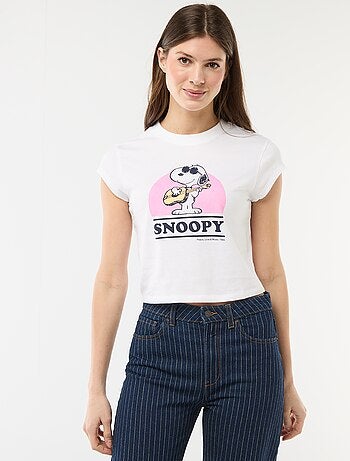 T-shirt cropped 'Snoopy' de manga curta