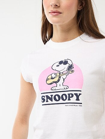 T-shirt cropped 'Snoopy' de manga curta