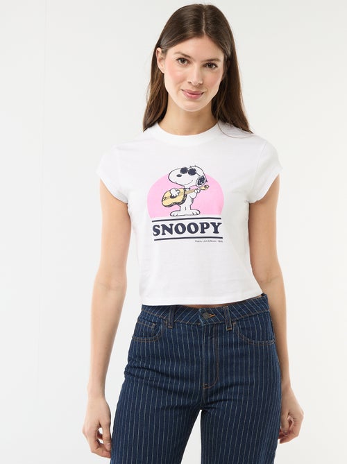 T-shirt cropped 'Snoopy' de manga curta - Kiabi