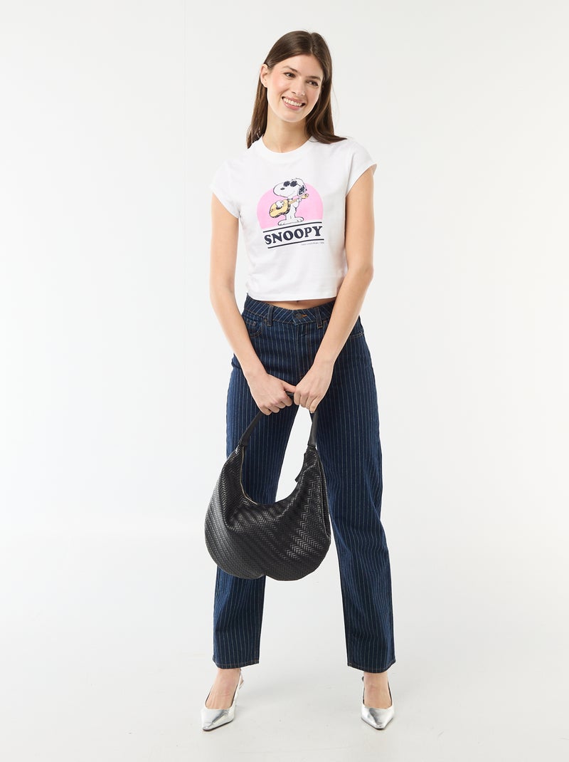 T-shirt cropped 'Snoopy' de manga curta Branco - Kiabi