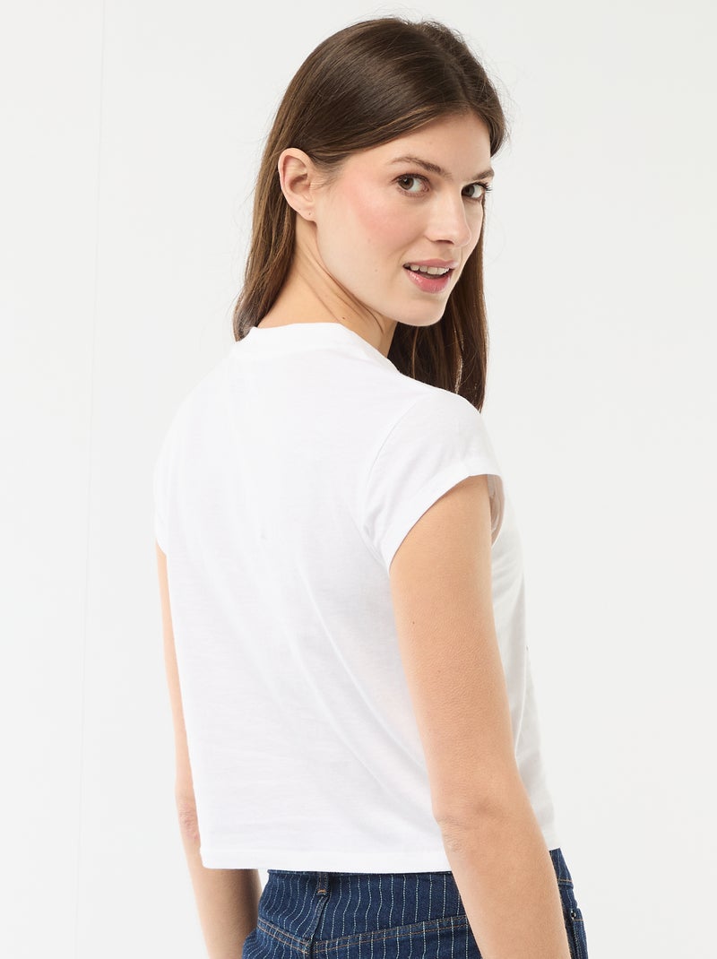 T-shirt cropped 'Snoopy' de manga curta Branco - Kiabi