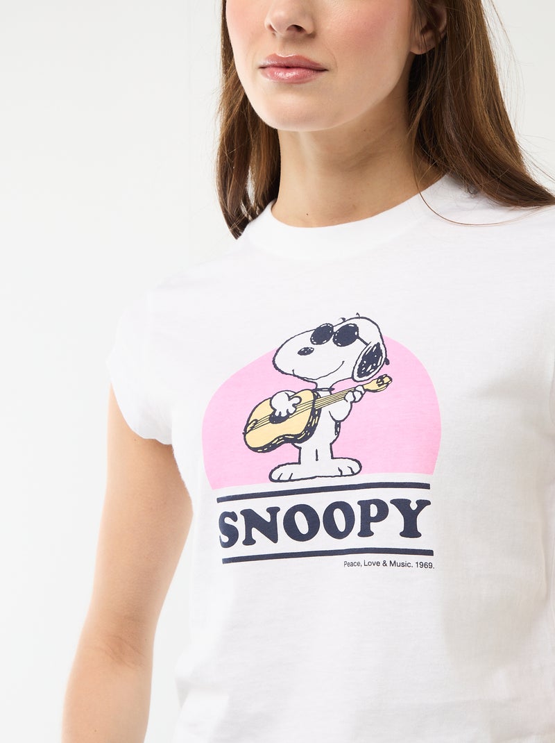 T-shirt cropped 'Snoopy' de manga curta Branco - Kiabi