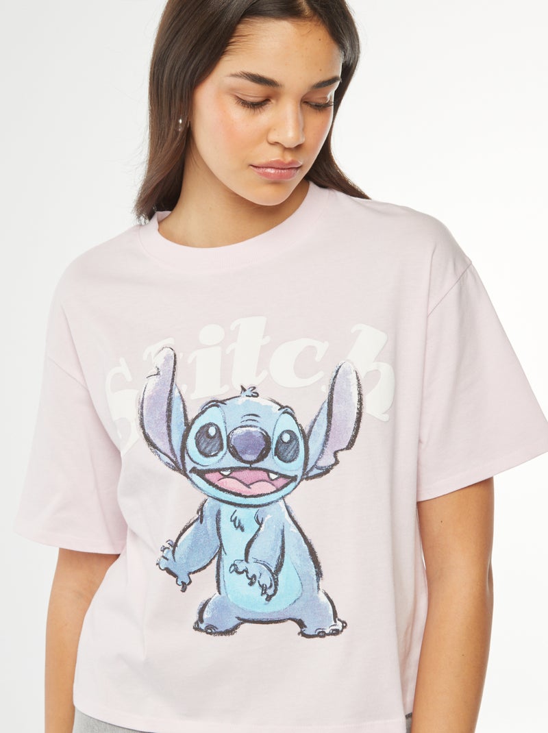 T-shirt cropped Stitch da Disney ROSA - Kiabi