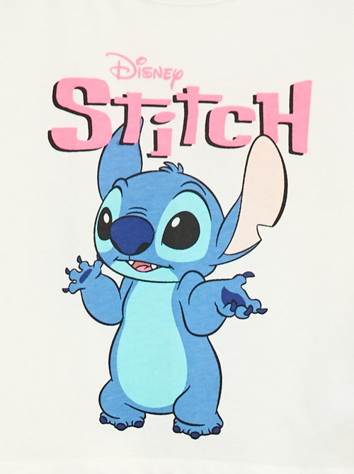 T-shirt cropped 'Stitch' de mangas compridas e gola redonda - Kiabi