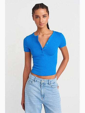 Blusa crop de jersey slim fit dilvin