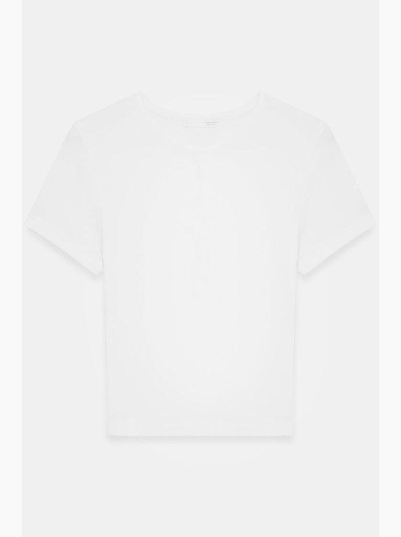 T-shirt curta ajustada malha manga curta dilvin Branco - Kiabi