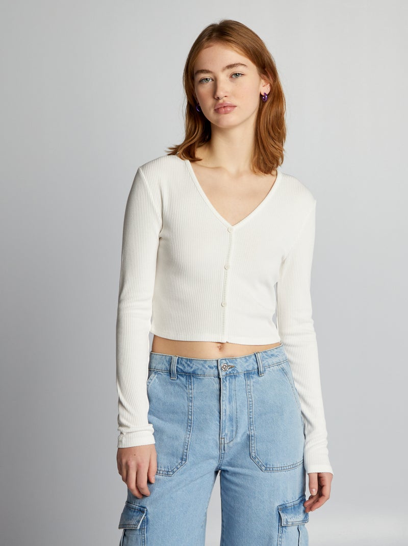 T-shirt curta Branco - Kiabi