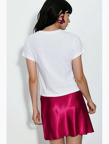 T-shirt curta com decote redondo e estampado busem