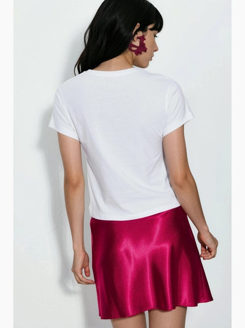 T-shirt curta com decote redondo e estampado busem - Kiabi