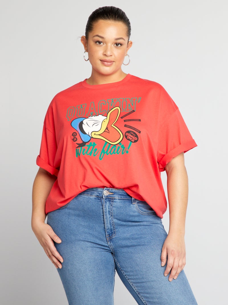 T-shirt curta com estampado 'Donald' VERMELHO - Kiabi