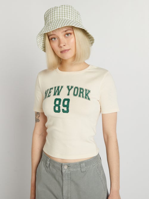 T-shirt curta com estampado universidade US - Kiabi