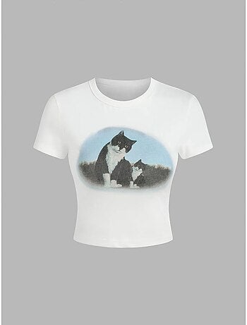 T-shirt curta de algodão estampada hiccup