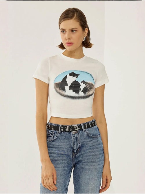 T-shirt curta de algodão estampada hiccup - Kiabi T-shirt curta de algodão estampada hiccup - Kiabi