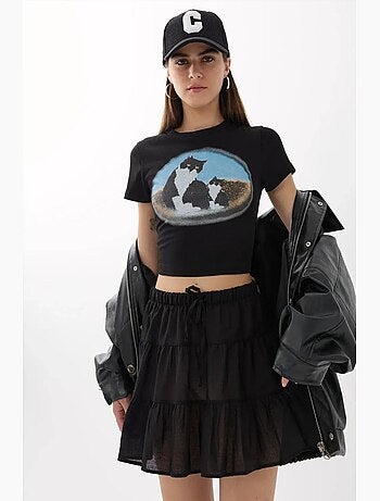 T-shirt curta de algodão estampada hiccup