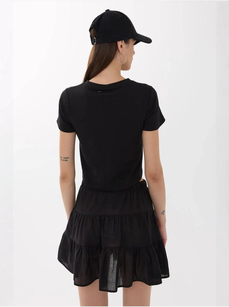 T-shirt curta de algodão estampada hiccup Preto - Kiabi