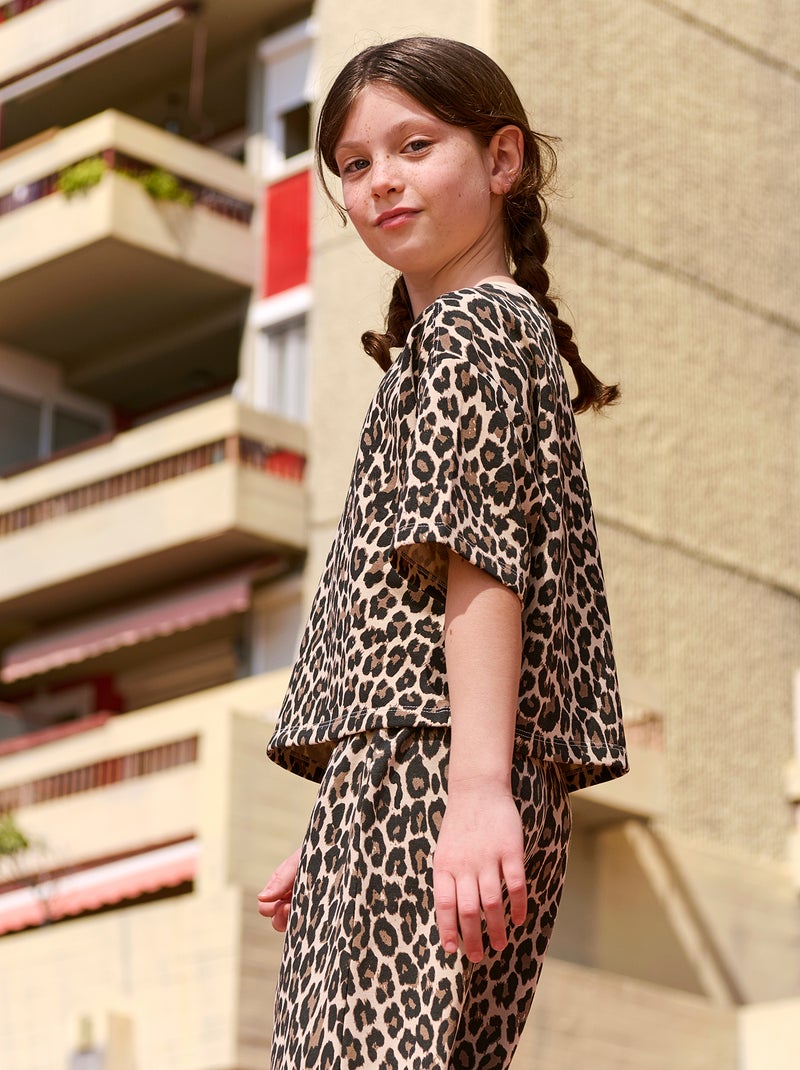 T-shirt curta de manga curta Bege - Kiabi