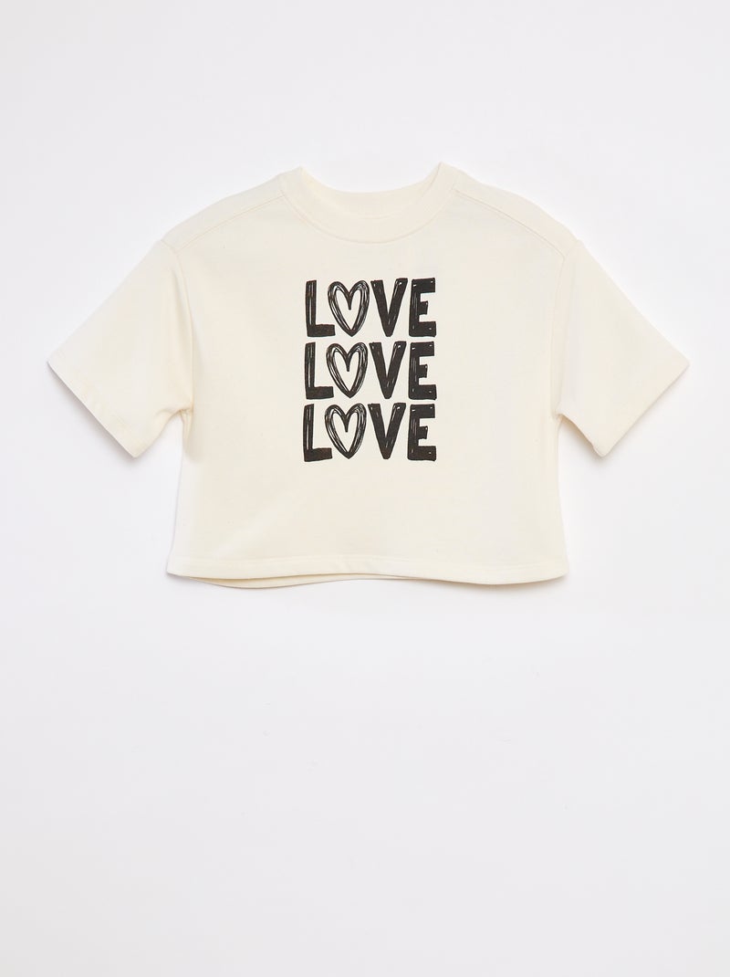 T-shirt curta de manga curta Branco - Kiabi